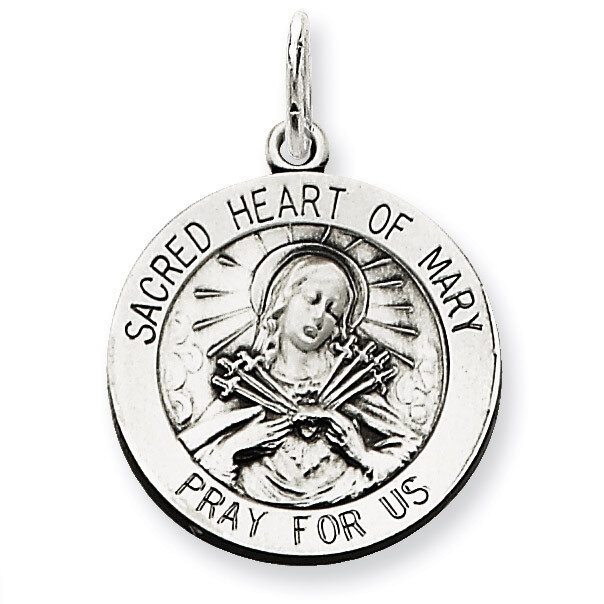 Sacred Heart of Mary Medal Antiqued Sterling Silver QC5586, MPN: QC5586, 191101183324