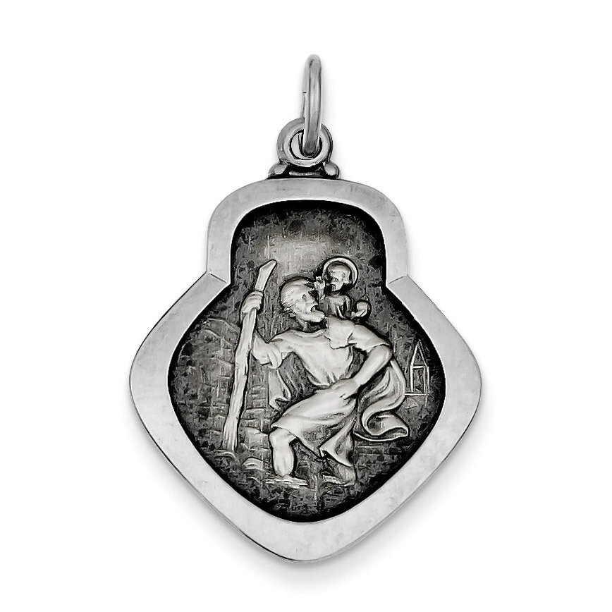 Saint Christopher Medal Antiqued Sterling Silver QC5600