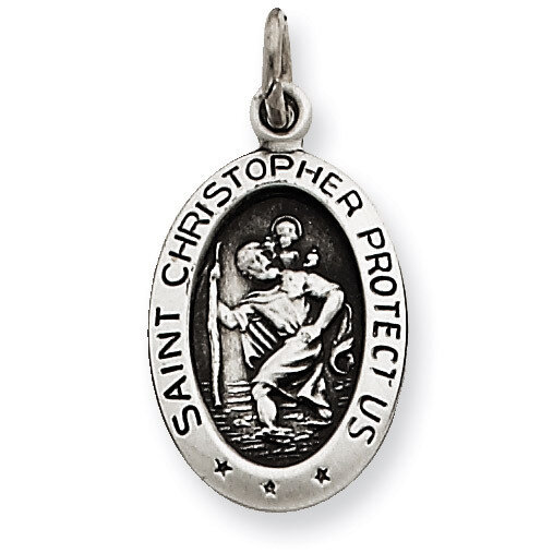 Saint Christopher Medal Antiqued Sterling Silver QC5601