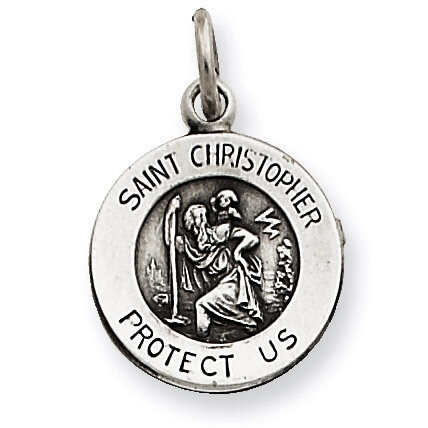 Saint Christopher Medal Antiqued Sterling Silver QC5602