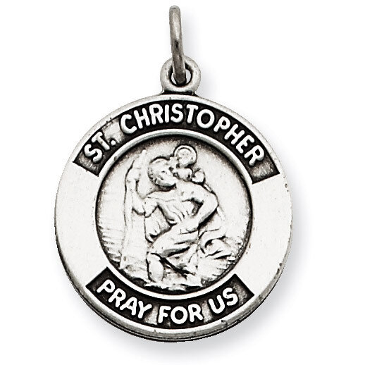 Saint Christopher Medal Antiqued Sterling Silver QC5603