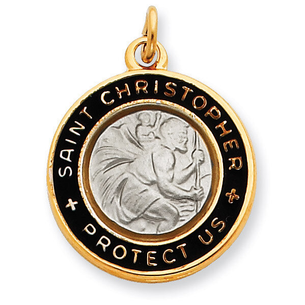 18k plated Epoxy Saint Christopher Charm Sterling Silver QC5604, MPN: QC5604, 883957217024