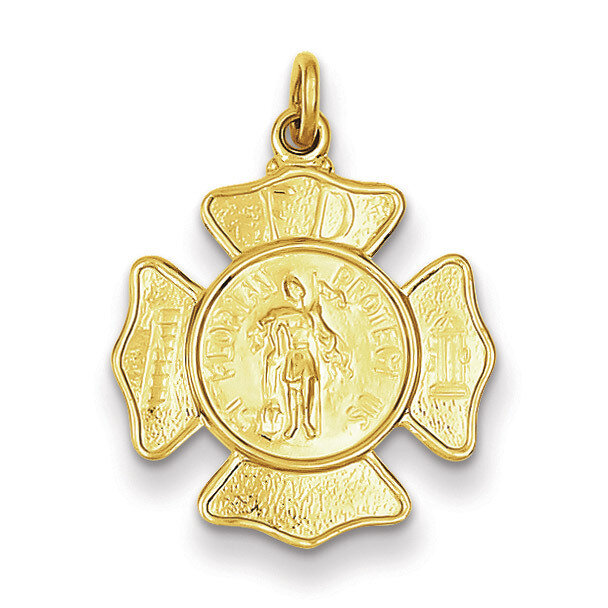 Saint Florian Fireman's Badge Medal 24k Gold-plated Sterling Silver QC5665