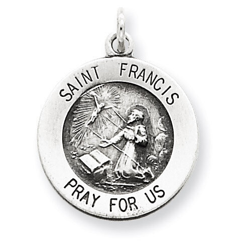 Saint Francis Medal Antiqued Sterling Silver QC5723