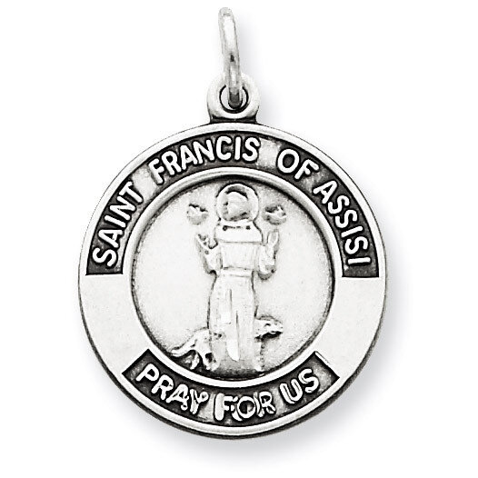 Saint Francis of Assisi Medal Antiqued Sterling Silver QC5725, MPN: QC5725, 886774111056