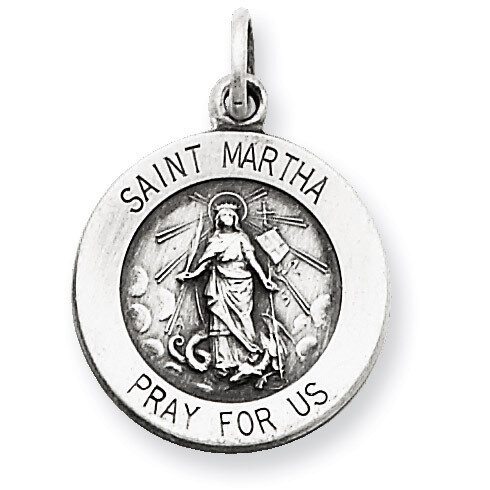 Saint Martha Medal Antiqued Sterling Silver QC5739, MPN: QC5739, 191101183973