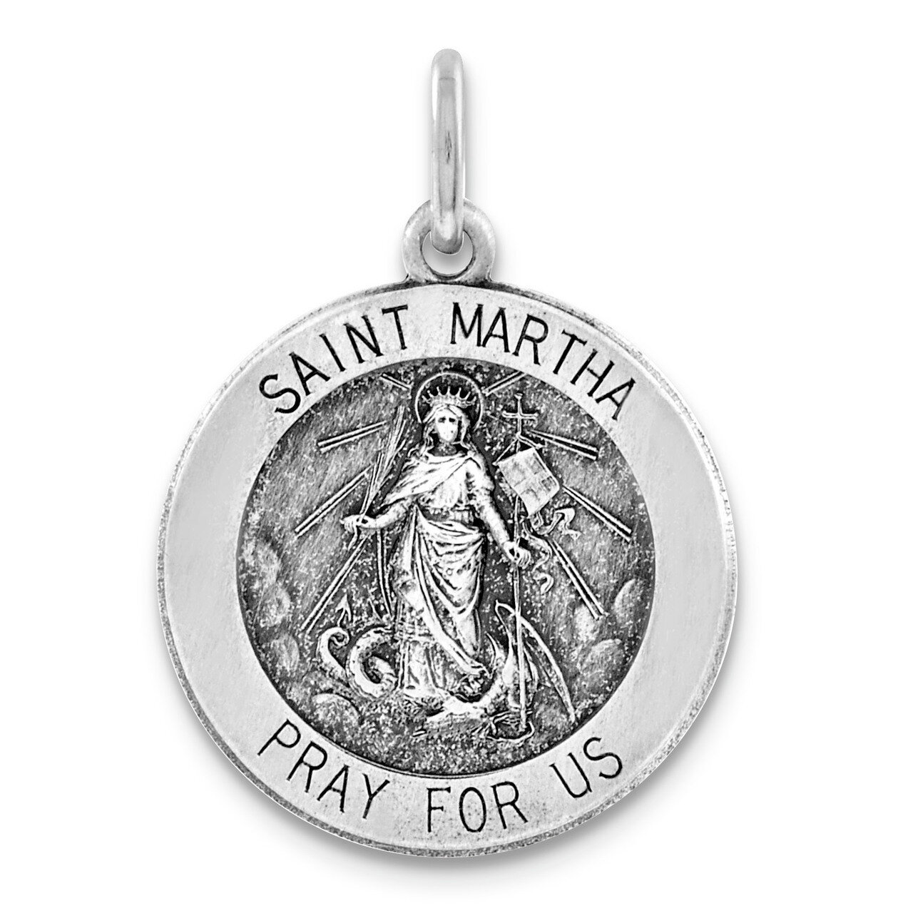 Saint Martha Medal Antiqued Sterling Silver QC5740, MPN: QC5740, 191101183980