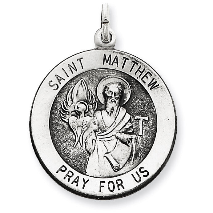 Saint Matthew Medal Antiqued Sterling Silver QC5744, MPN: QC5744, 191101184017