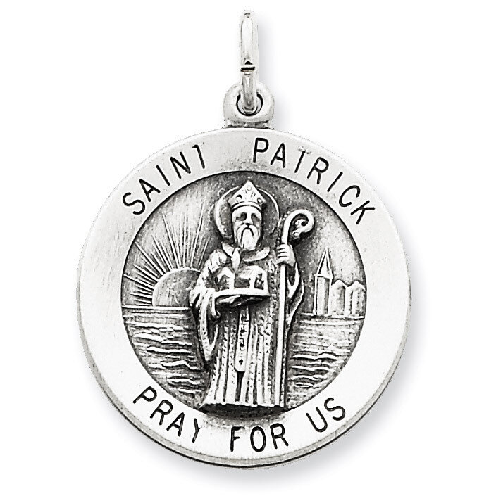 Saint Patrick Medal Antiqued Sterling Silver QC5748