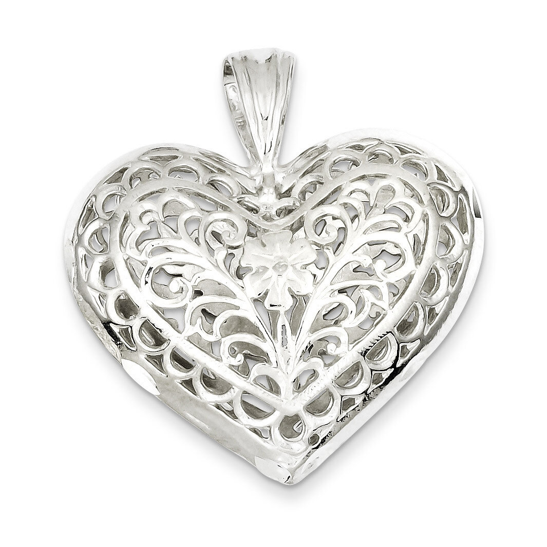 Filigree Heart Charm Sterling Silver QC579