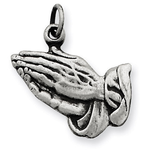Praying Hands Charm Antiqued Sterling Silver QC5799, MPN: QC5799, 191101184130