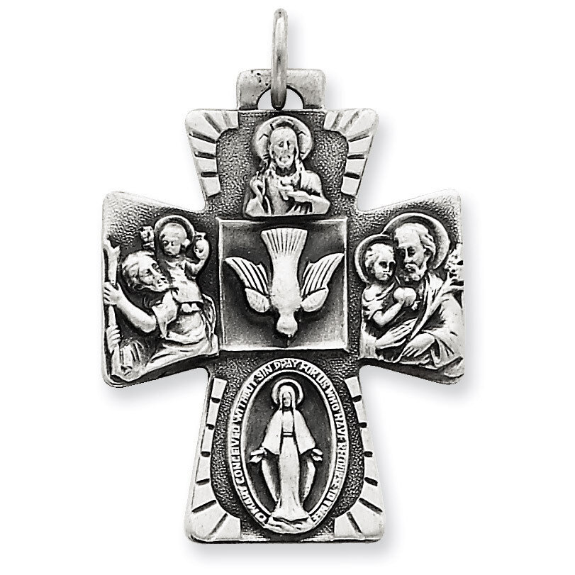 4-way Medal Antiqued Sterling Silver QC5808