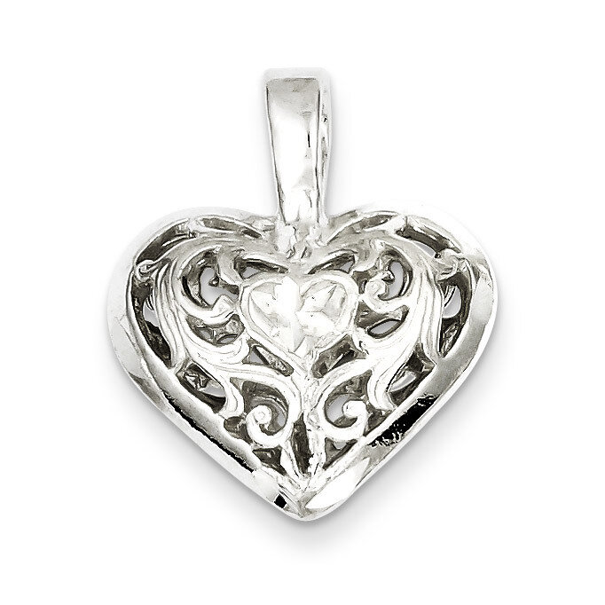 Filigree Heart Charm Sterling Silver QC582, MPN: QC582, 883957913421