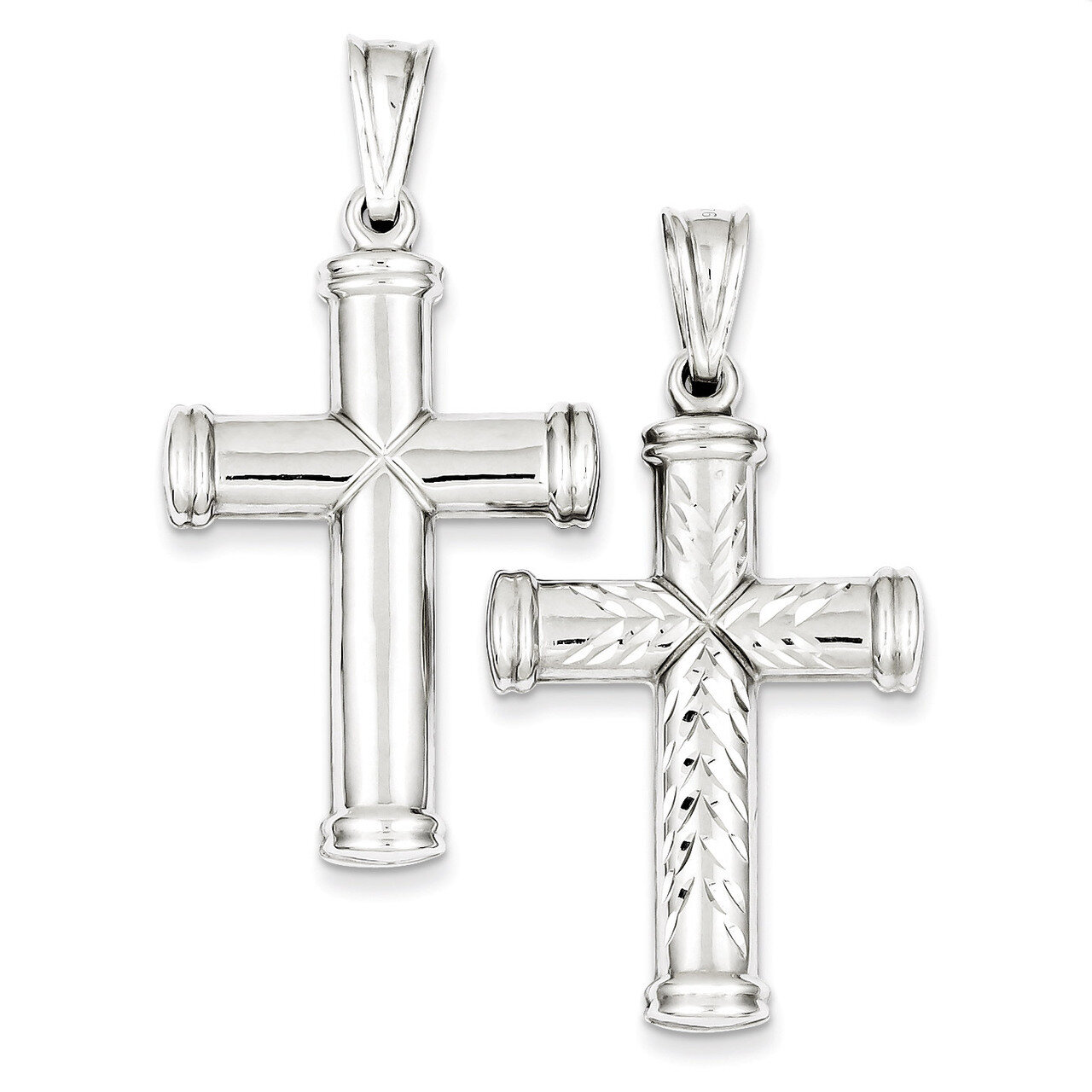 Reversible Cross Pendant Sterling Silver Rhodium-plated Diamond-Cut QC5841, MPN: QC5841, 8839579135…