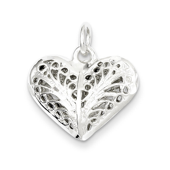 Filigree Heart Charm Sterling Silver QC585, MPN: QC585, 883957913513