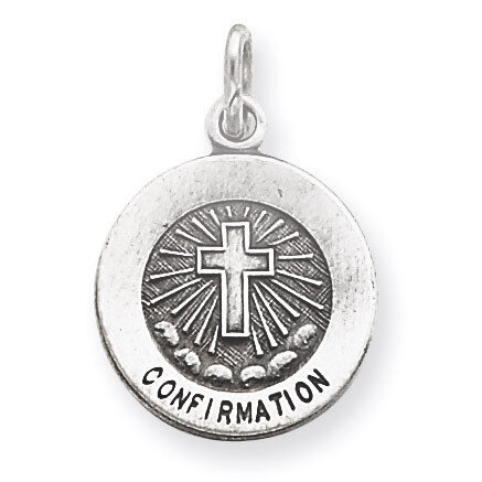 Confirmation Medal Antiqued Sterling Silver QC5902