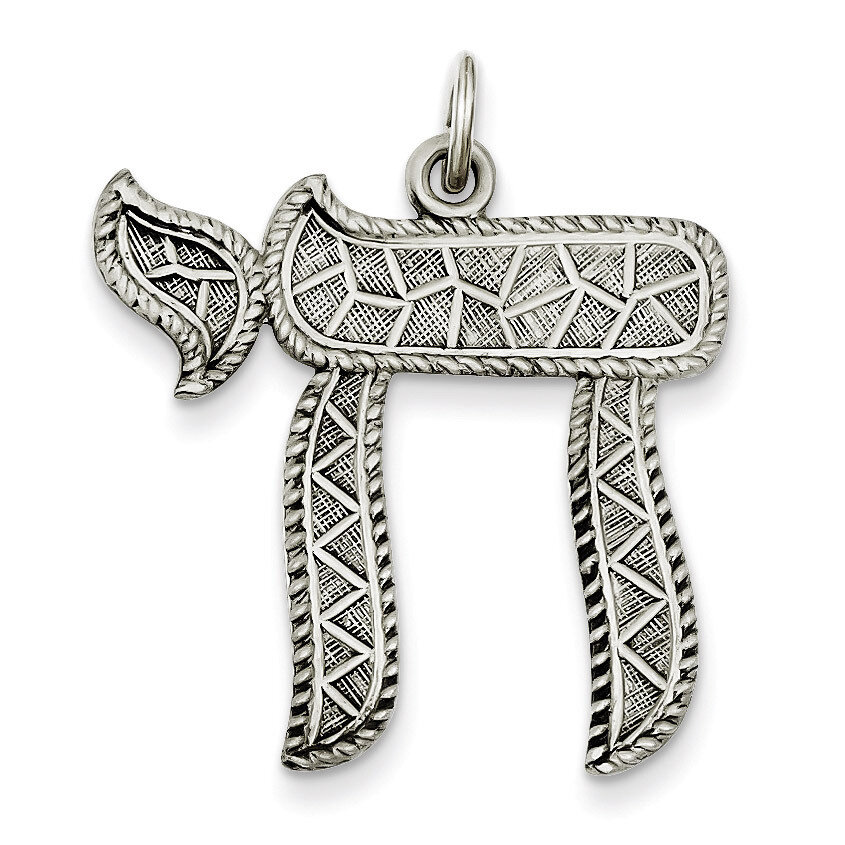 Chai Pendant Antiqued Sterling Silver QC5921, MPN: QC5921, 191101184451