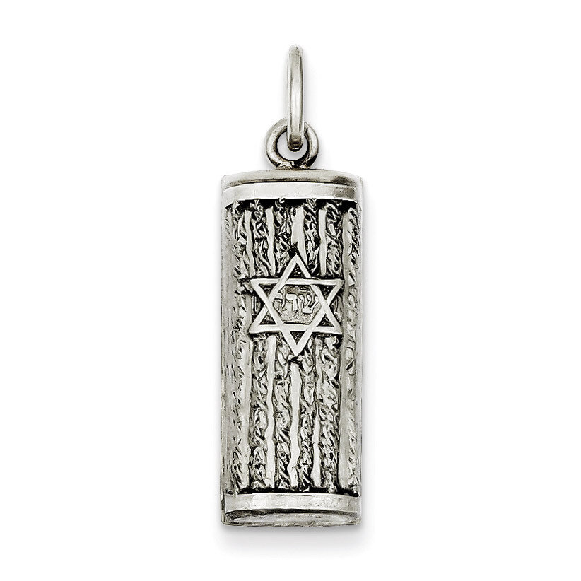 Mezuzah Pendant Antiqued Sterling Silver QC5922, MPN: QC5922, 191101184468