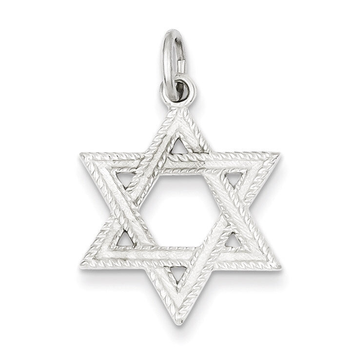 Star of David Charm Sterling Silver Satin QC5943, MPN: QC5943, 191101184581