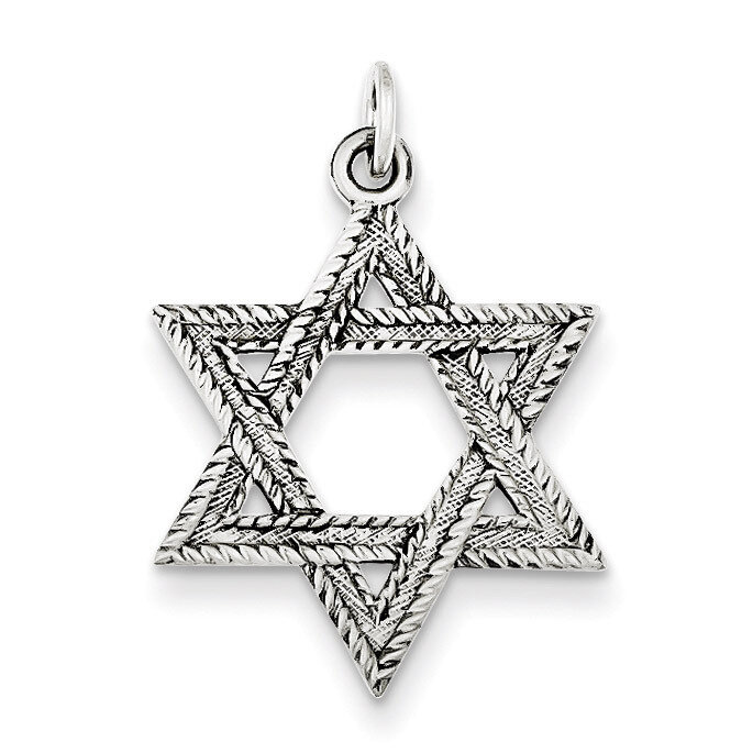 Star of David Pendant Antiqued Sterling Silver QC5949, MPN: QC5949, 191101184604