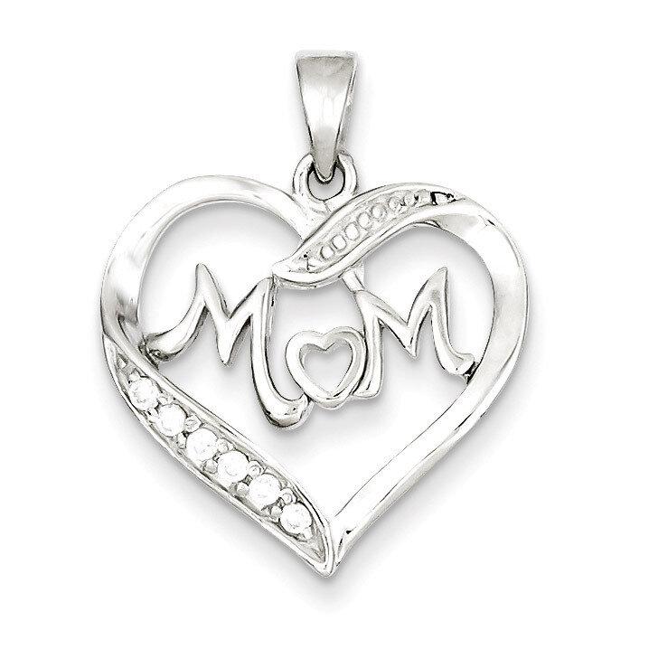 MOM Diamond Heart Pendant Sterling Silver QC5990