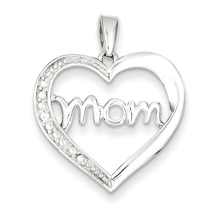 MOM Diamond Heart Pendant Sterling Silver QC5991