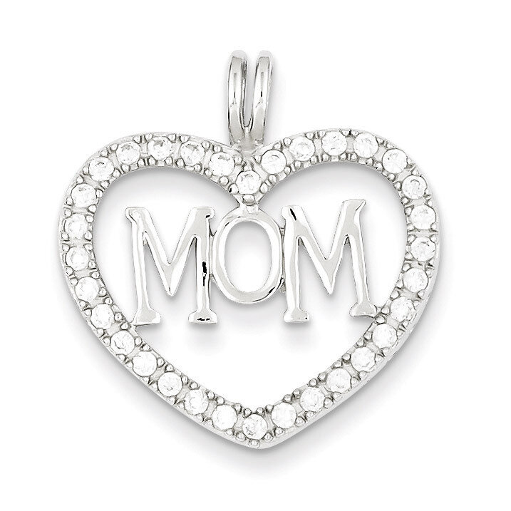 Heart MOM Pendant Sterling Silver Diamond QC5994