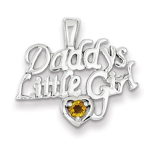 Citrine Daddy's Little Girl Pendant Sterling Silver QC6020