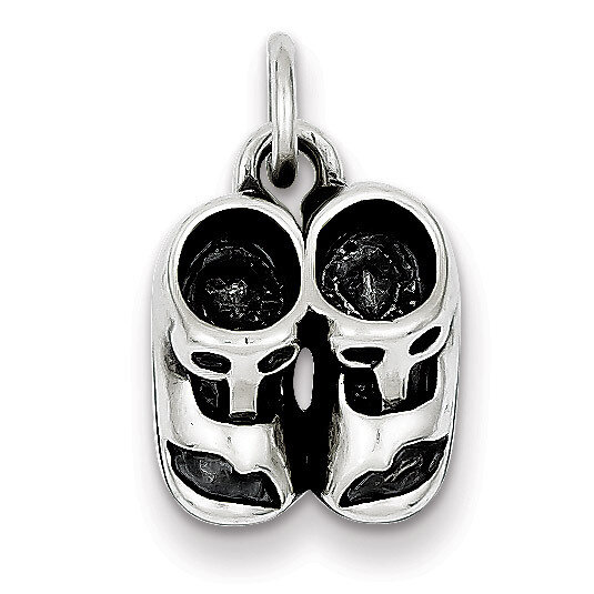 Baby Shoes Charm Antiqued Sterling Silver QC6049