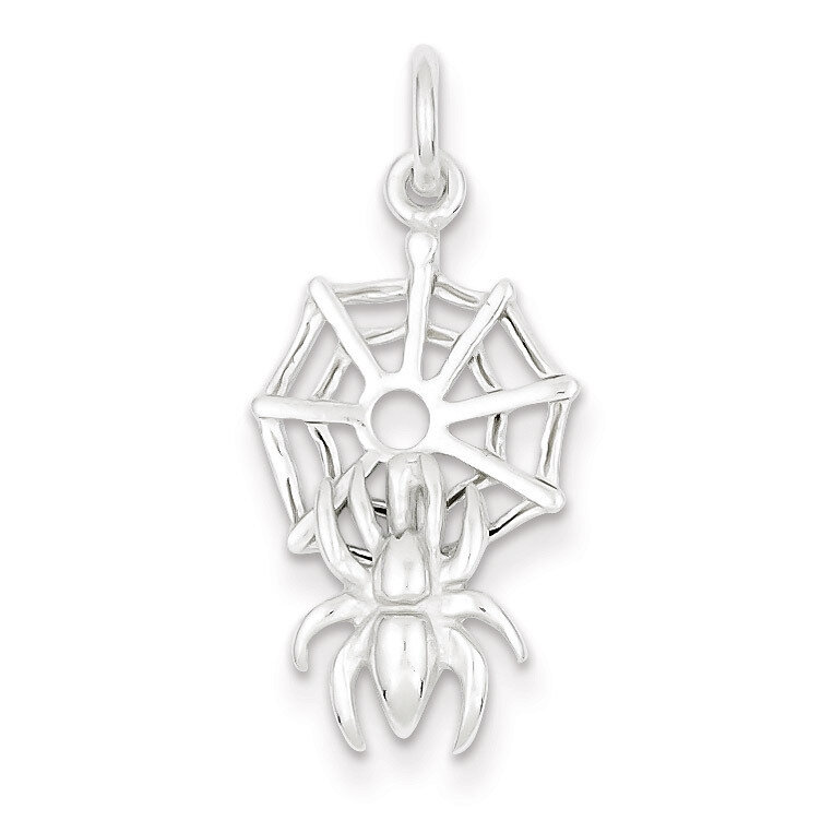 Spider on Web Charm Sterling Silver QC6059