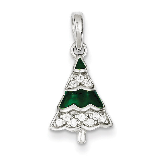 Christmas Tree Pendant Sterling Silver Diamond QC6063, MPN: QC6063, 883957914312