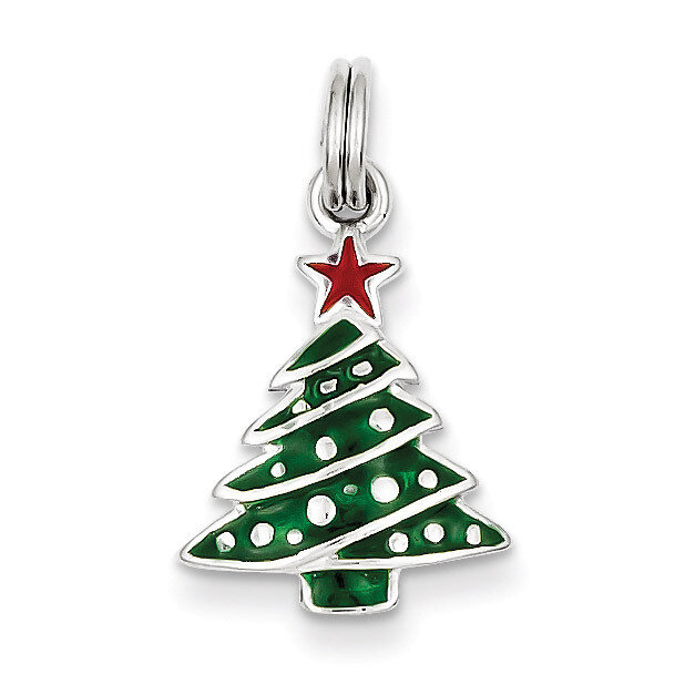 Enamel Christmas Tree Charm Sterling Silver QC6064