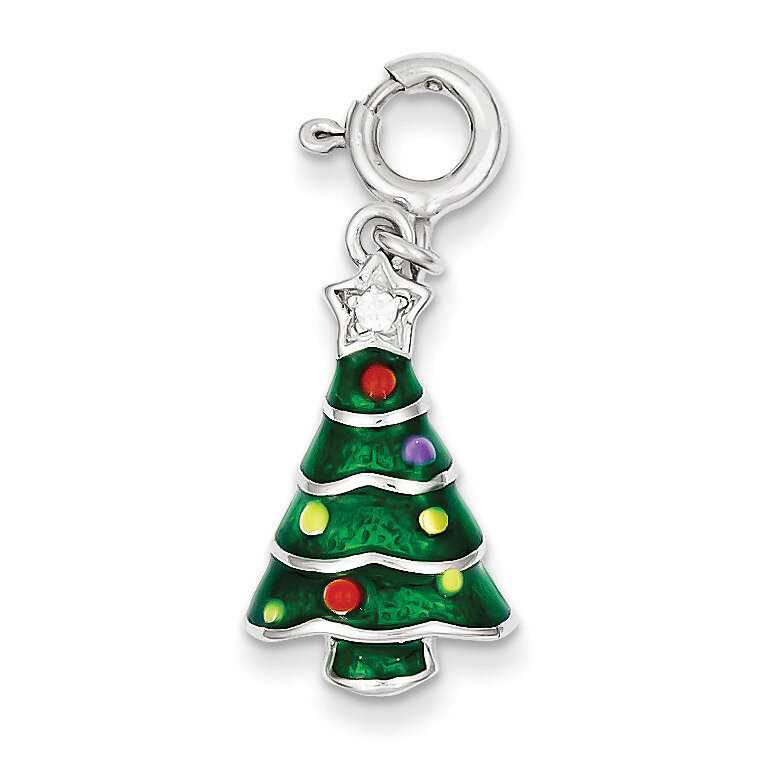 Enameled Christmas Tree Charm Diamond Sterling Silver QC6066, MPN: QC6066, 883957914336