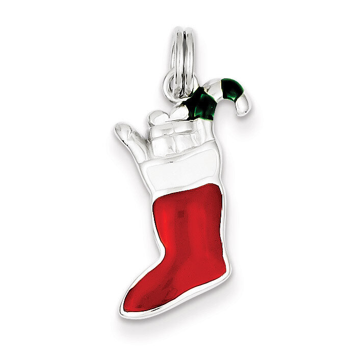 Enamel Stocking Charm Sterling Silver QC6078