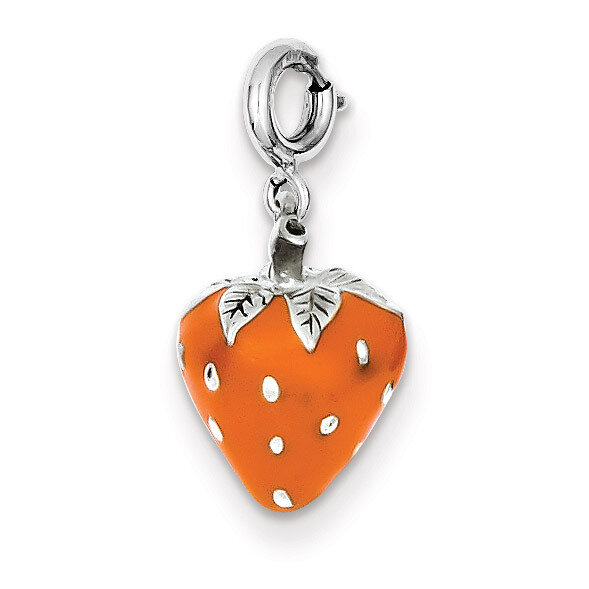 Strawberry Charm Sterling Silver Enameled QC6149, MPN: QC6149, 883957914701