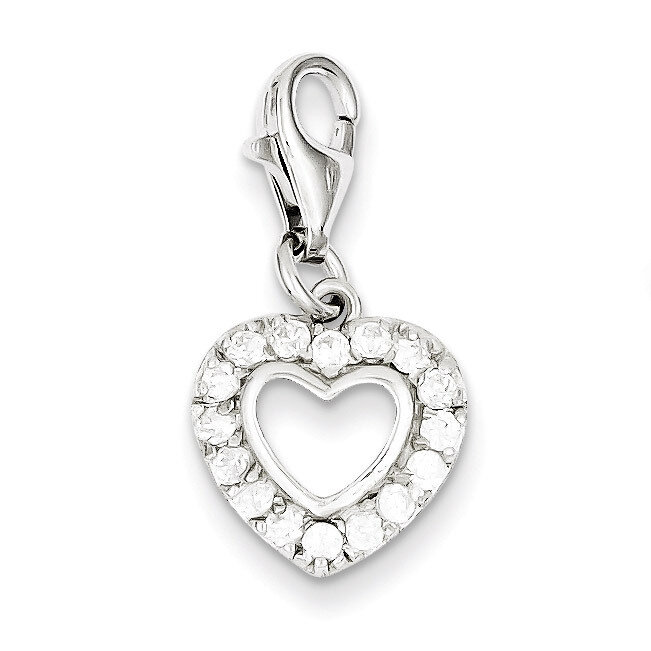 Heart Charm Sterling Silver Diamond QC6193
