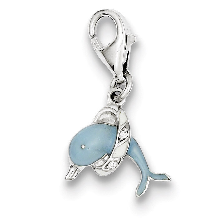 Blue Enameled Dolphin Charm Sterling Silver QC6226, MPN: QC6226, 883957915227