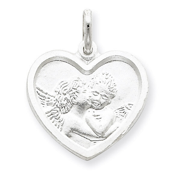 Angel Heart Charm Sterling Silver Satin QC629, MPN: QC629, 883957915562