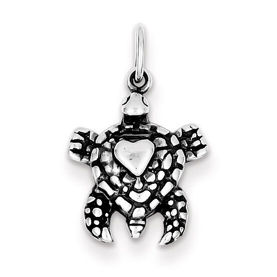 Sea Turtle Charm Antiqued Sterling Silver QC6306