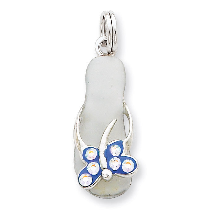 Butterfly Enamel Sandal Charm Sterling Silver Diamond QC6318, MPN: QC6318, 883957285771
