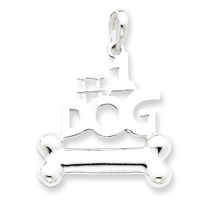 #1 Dog with Bone Pendant Sterling Silver QC6356, MPN: QC6356, 883957495927