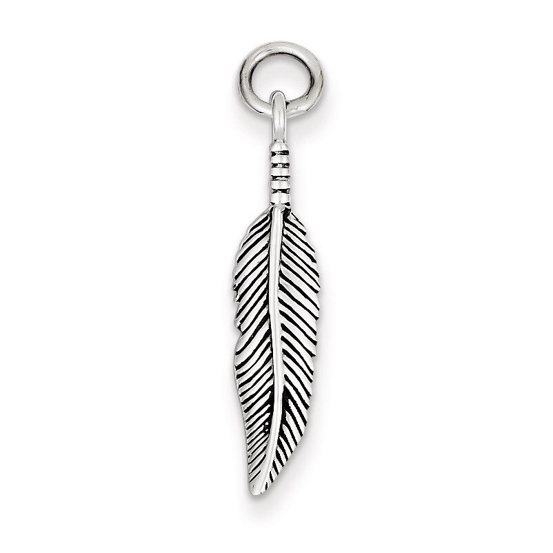 Feather Charm Antiqued Sterling Silver QC6371, MPN: QC6371, 883957915975