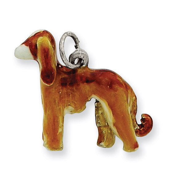 Afghan Dog Charm Sterling Silver Enameled QC6377, MPN: QC6377, 886774373935