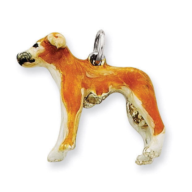 Whippet Charm Sterling Silver Enameled QC6426