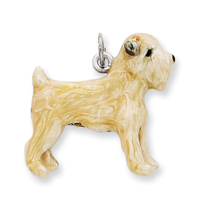 Silver Enamel Soft Coated Wheaton Terrier Charm Sterling Silver QC6427