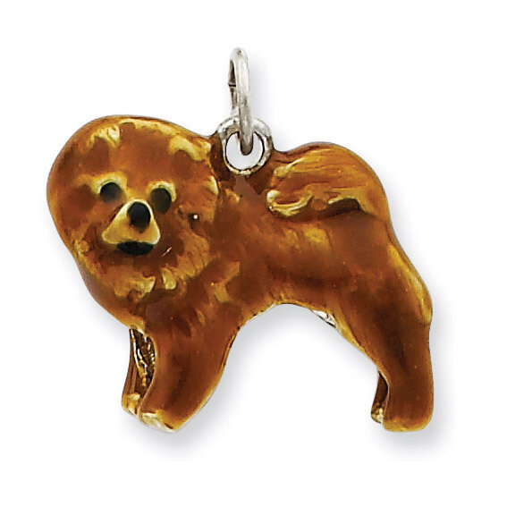Chow Dog Charm Sterling Silver Enameled QC6445