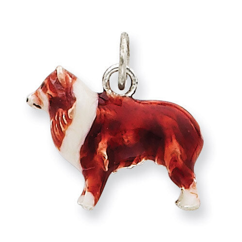 Small Collie Charm Sterling Silver Enameled QC6448