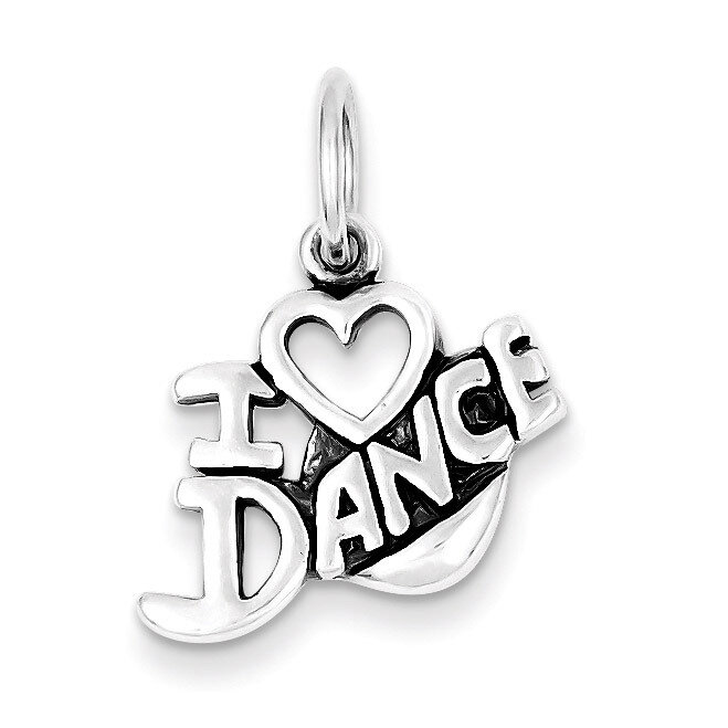 I Love Dance Charm Antiqued Sterling Silver QC6463