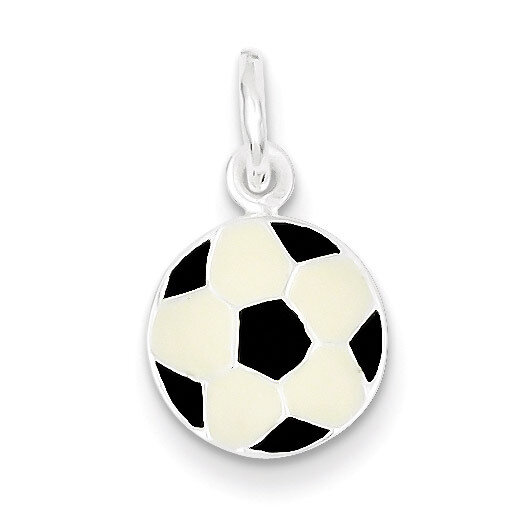 Soccer Ball Charm Sterling Silver Enameled QC6477