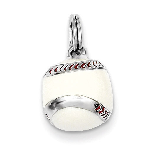 3D Enamel Baseball Charm Sterling Silver QC6488, MPN: QC6488, 883957916156